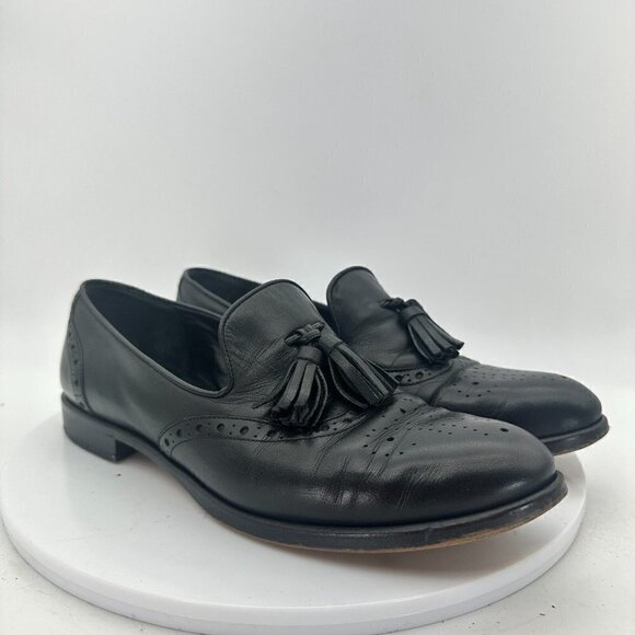 Salamander France Men Size 7.5 EU 40 Tasseled Loafer Slip On Shoes Black Leather - Picture 4 of 13